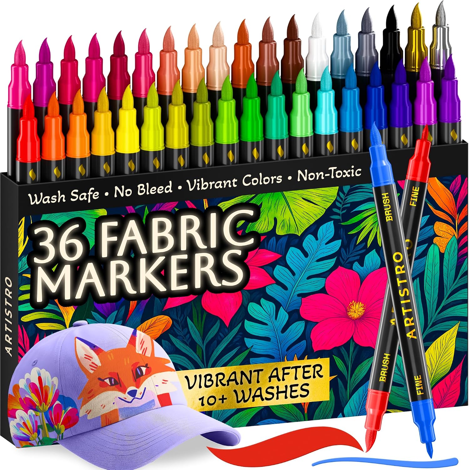 ARTISTRO 36 Dual-Tip Fabric Markers