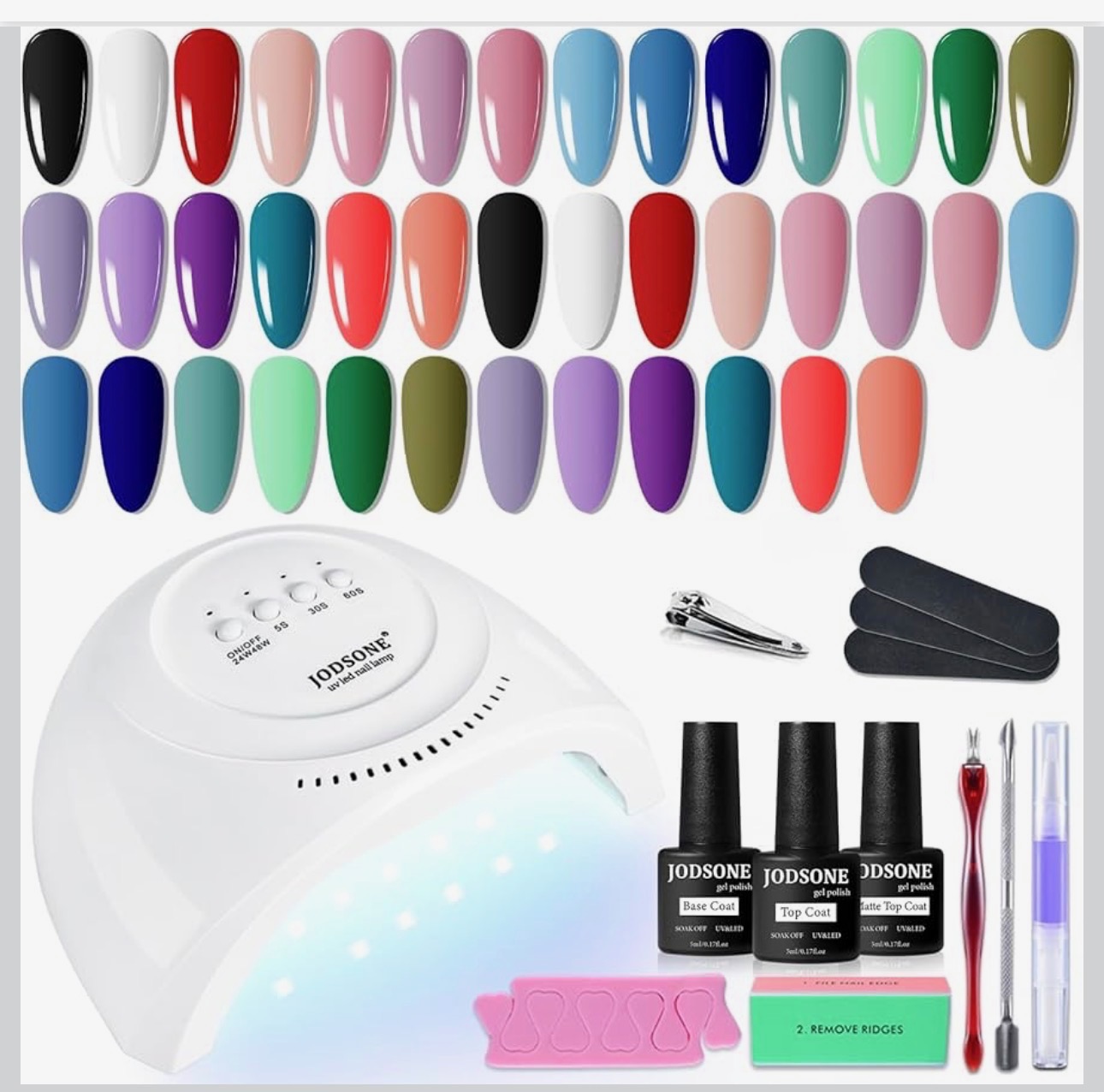 JODSONE 20-Color Gel Nail Polish Kit with UV Light